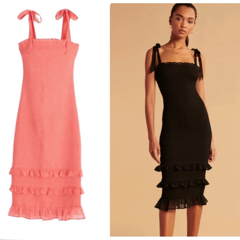 Abercrombie and Fitch Smocked Midi Dress
